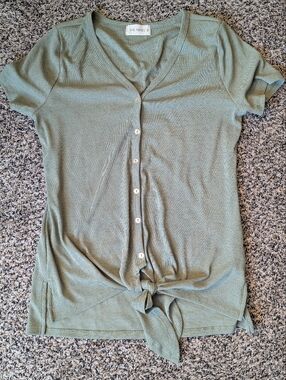 Olive Green Button-Down Women’s Top